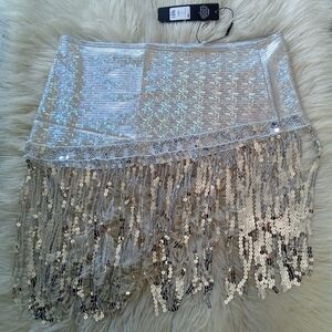 Fashion Nova Silver Sequin Fringe Coverup